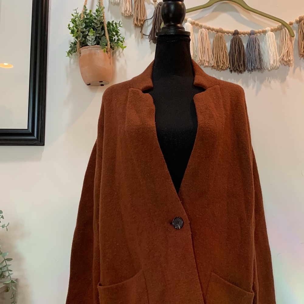 Talbots Single Button Wool Blend Rust Cardigan - image 3